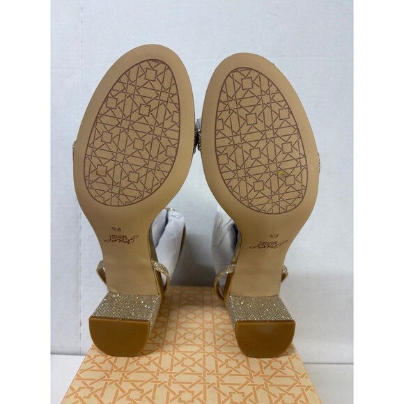 Jewel Badgley Mischka Women's Danni II Gold Low Block Heel Strappy Sandal 9.5M - Picture 6 of 6